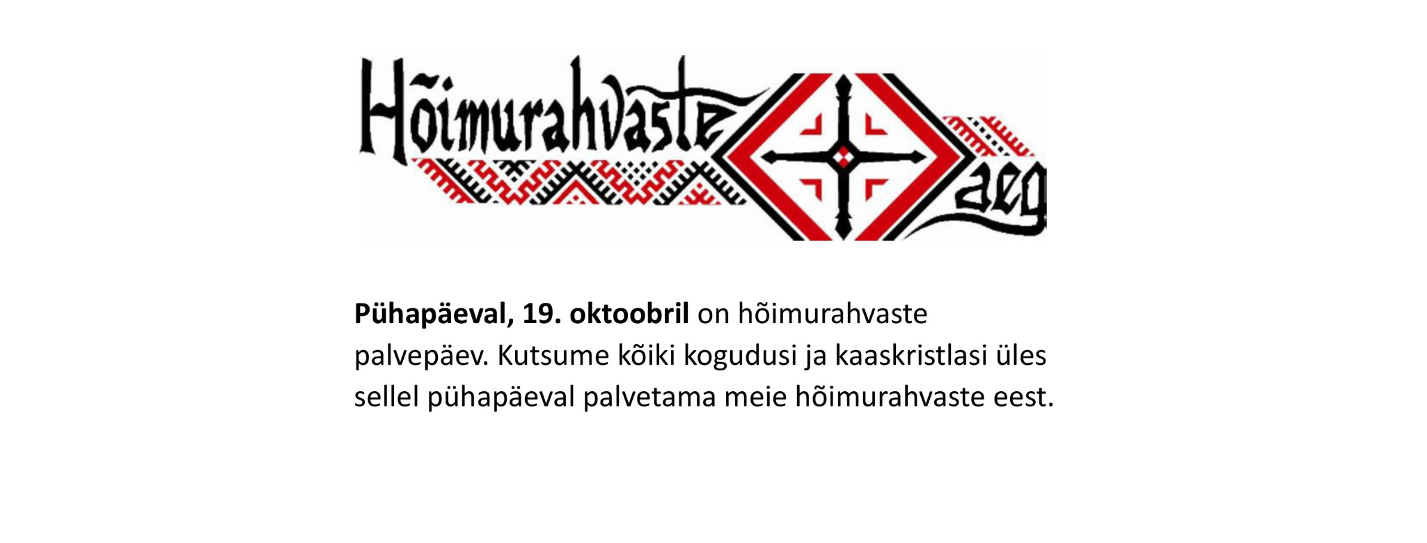Palvetame soomeugri rahvaste eest 19. oktoobril 2025